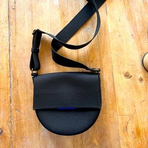 Rothy black crossbody camera saddle bag